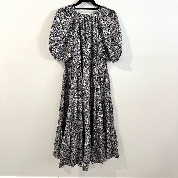 Spell & the Gypsy Poppy Smock Gown Dress Floral Puff Sleeve Maxi Poplin - Picture 4 of 13